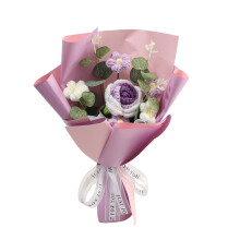 Buquê de flores de crochê roxo feito à mão (1 conjunto)