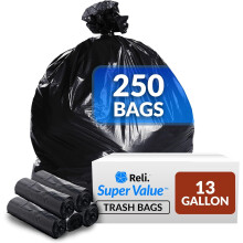 Sacs poubelle noirs YANTONG, 13 gallons (49 litres), format cuisine, paquet de 250