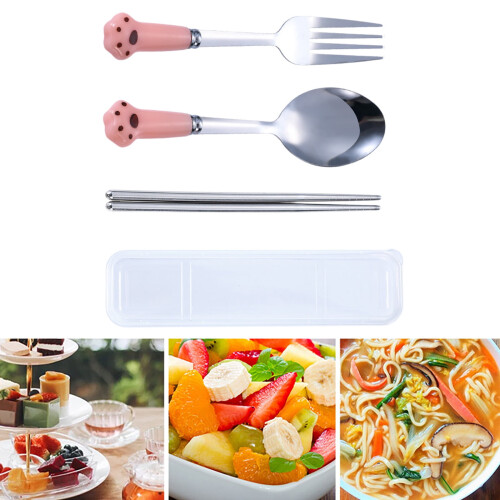 Cat Paw Cutlery Set with Spoon, Fork & Storage Case