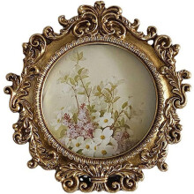 6 Inch Round Resin Photo Frame Vintage Gold