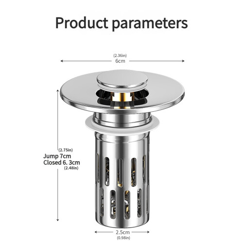 Copper & 304 Stainless Steel Sink Strainer Plug 2