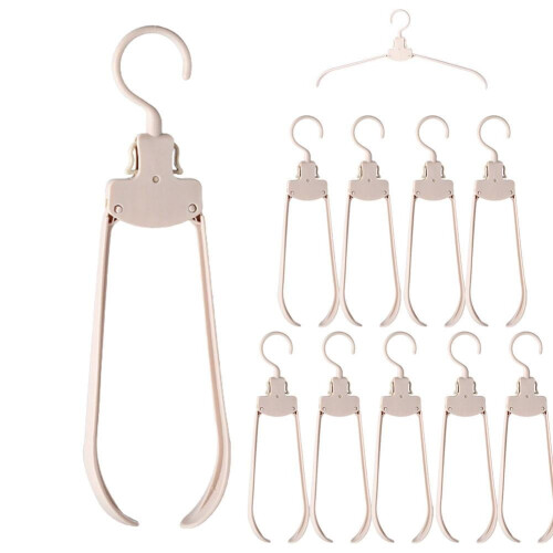 Foldable Clothes Hangers 10-Pack PP Grey/Apricot/White
