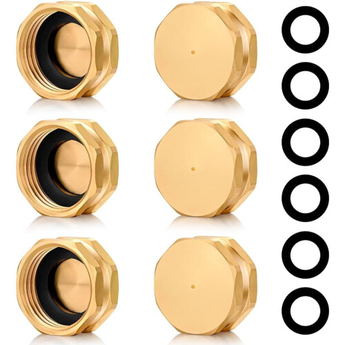 3/4" Brass Female Garden Hose End Caps 6 Pack