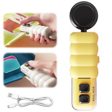 Mini Bag Sealer 3-in-1: Bottle Opener, Cutter & Magnet; Rechargeable Portable Resealer for Snack Bags – Compatible with Food Storage