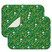 Alfombrilla escurridora de platos con diseño de jarras de cerveza y del Día de San Patricio (1 unidad), microfibra ultra absorbente de 45 x 60 cm,