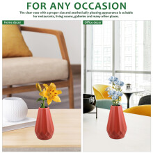 2pcs Orange Plastic Geometric Flower Vase 15x9x9cm