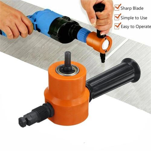 360 Degree Adjustable Double Headed Sheet Metal Nibbler Drill Attachment with Extra Punch 2
