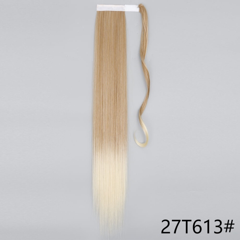 Unisex Brown Lisi Girl 85Cm Synthetic Long Straight Ponytail Hair Clip In Hair Extensions Blonde Wrap Around Pony Hairpiece For Women