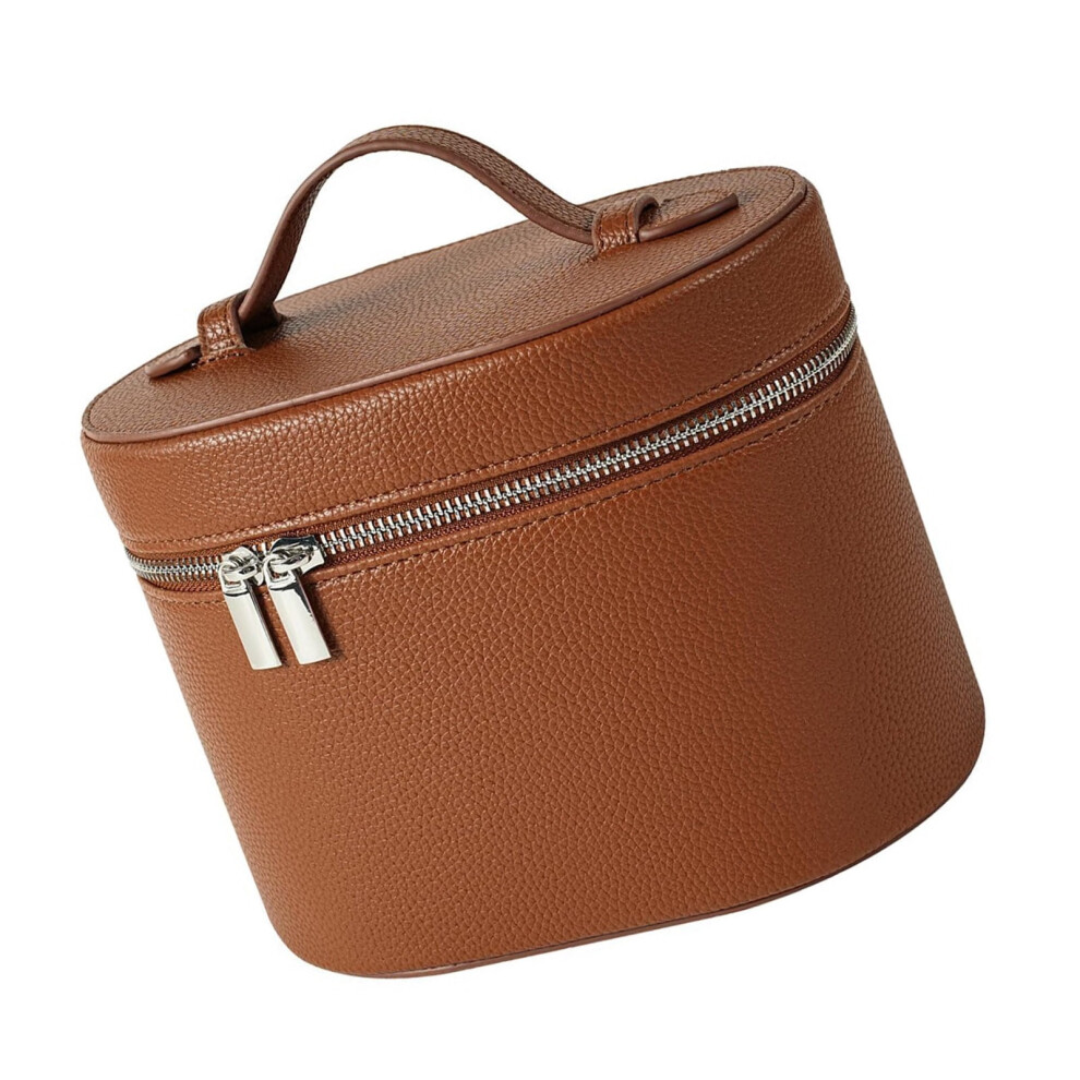 Leather toiletry bag waterproof zipper cosmetic pouch 1