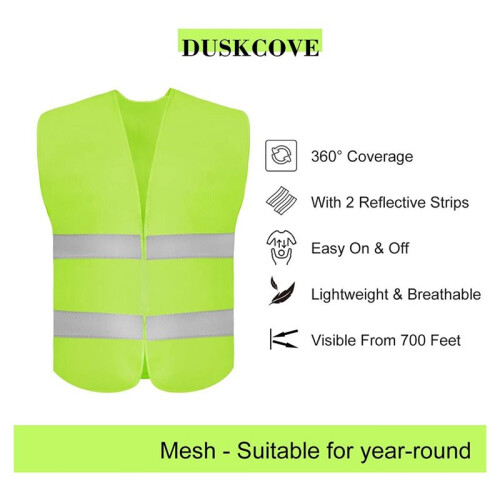 10Pack High Visibility Safety Vest for Traffic Work, Running, Security Guard,Construction Vest with 2 Reflective Strips 1