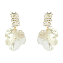 Elegant Pearl Flower Drop Earrings for Women Fashion Statement Jewelry with Unique Design and Gold Plated Finish