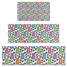 Easter rainbow bunny kitchen rugs set of 3 white pattern