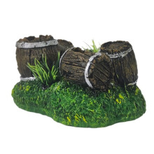 Conjunto de 2 peças de decoração para aquário em formato de barril empilhado, feito de resina.
