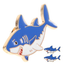 3Pcs Shark Brooch Pins Set Blue Zinc Alloy Ocean Animal Lapel Pins for Jacket Hat Bag