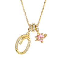 Heart-shaped diamond initial pendant necklace gold-plated