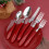 HOFTEN 20-Piece Red Handle Stainless Steel Flatware Set 2