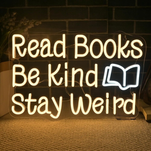 „Lies Bücher, sei nett, bleib anders“ – Neon-Schild, 42 x 28 cm