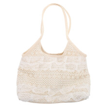 Valkoinen beige verkkopitsiolkalaukku, 1 kpl