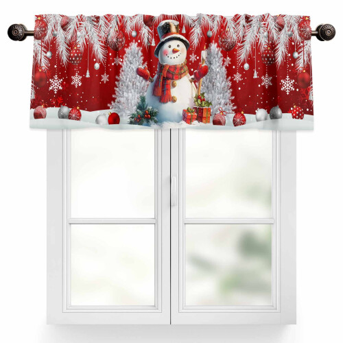 Red Polyester Valance 54x18in Rod Pocket Light Filtering