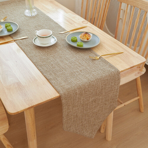 Khaki polyester tafelloper 30x210cm