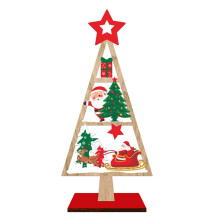 Sapin de Noël sculpté en bois, décoration de bureau faite main