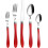 HOFTEN 20-Piece Red Handle Stainless Steel Flatware Set 1