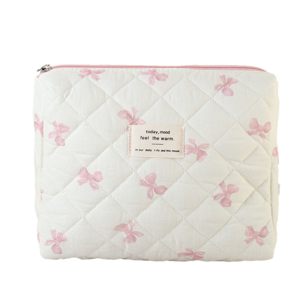 Yoloke Makeup Bag, Quilted Makeup Bag, Cute Floral Cotton Cosmetic Bag set, Coquette Makeup Pouch Large Travel Toiletry Bag