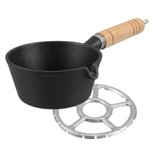 Cast Iron Small Frying Pan with Wooden Handle 3.5 Inch