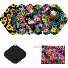 7pcs Set Resuable Menstrual Pads Including 1pc Mini Wet Bag +6pcs Reusable Washable Stay Dry Cloth Menstrual Pad/Women Sanitary Pads