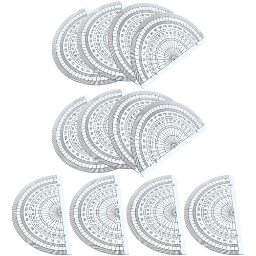 50Pcs Transparent Plastic Protractor 180 Degrees Measuring Tool for School Office Use
