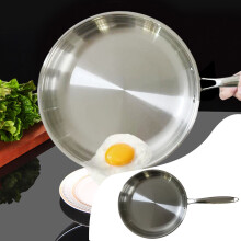 12" 3-Ply Stainless Steel Frying Pan, Oven-Safe Skillet Compatible with All Stoves