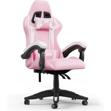Ergonomic Gaming Chair with Adjustable Height, Reclining Feature, Headrest, and Lumbar Support for Adults (Basics, Pink)
