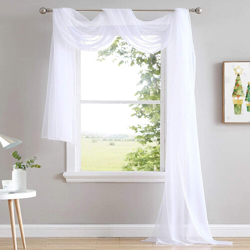 Sheer Voile Canopy Curtain Panel White