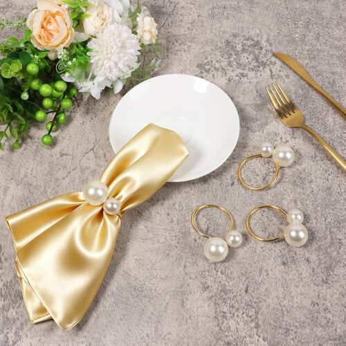 Ronds de serviette en perles, boucles de serviette élégantes, 25 pièces