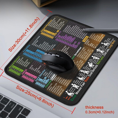 Office Desk Accessory Excels Function Mousepad Stitched Border Waterproof Fabric Quick Reference Guide 2