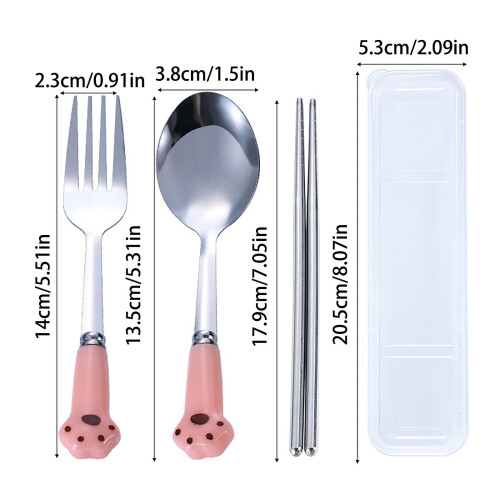 Cat Paw Cutlery Set with Spoon, Fork & Storage Case 1