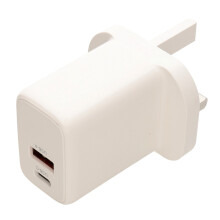 kenable USB 20W Wall Charger USB-C PD and Type A for Mobile Phone UK Mains Plug White