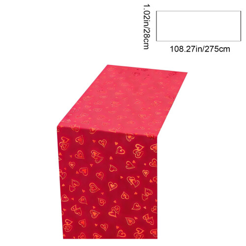 Heart Print Table Runner Red Polyester 275x28cm 2
