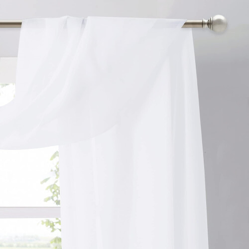Sheer Voile Canopy Curtain Panel White 1