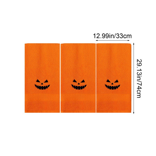 Κεντημένες βαμβακερές πετσέτες σειράς Halloween, 3 τεμάχια, μαλακές και άνετες 2