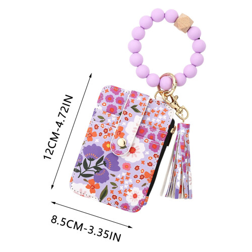 Γυναικείο πορτοφόλι βραχιόλι με χάντρες σε boho απόχρωση και λουλούδια και φρούτα 2
