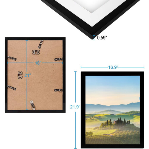 16x21 sort billedramme med plexiglas 1