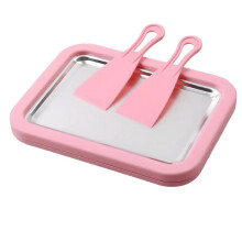 Kit para Fazer Sorvete Na Chapa, Máquina de Sorvete Caseira com Bandeja de Congelamento Instantâneo e 2 Raspadores, Bandeja para Sorvete
