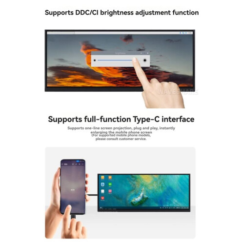 12.3-Inch 10 Point Capacitive Touch Screen IPS 1920x720 -Compatible Display 178 Full Viewing Angle for RPi 1