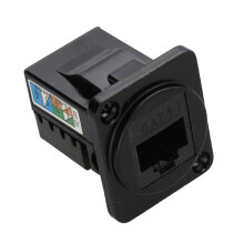 Brushed Aluminium Black Cat6 IDC RJ45 Faceplate D-Series Chassis Mount Insert