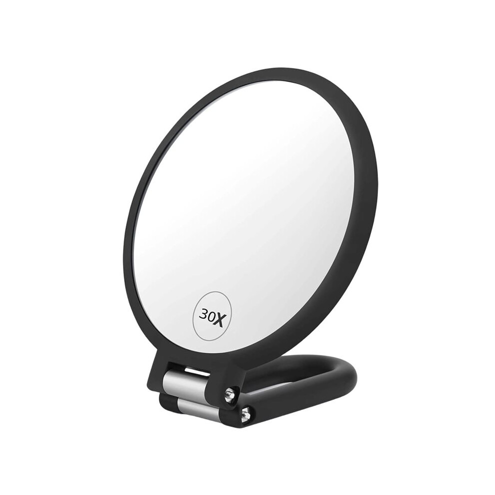 30x Makeup Magnifying Mirror Travel Hand Mirrors with Handle Double Side Handheld Mirror with Adjustable Handle/Stand