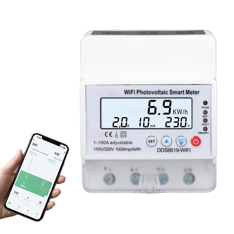 Wifi Photovoltaic Smart Meter Dds6619 Wifi 110V-220V 1-100A 4P Solar Energy Monitor 4671386296767