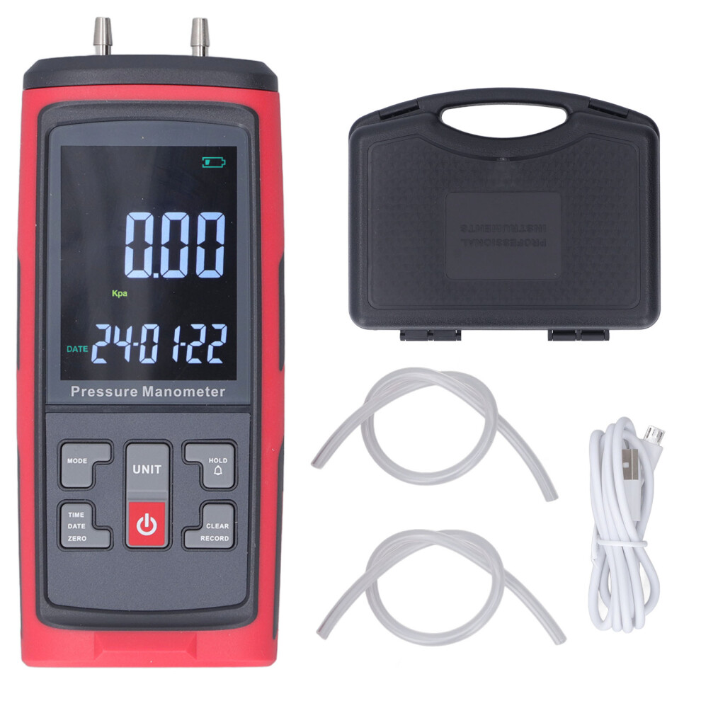 Storage Function Digital Differential Pressure Gauge Lcd Backlit Display High Resolution And Accuracy Data Logger Function Dual Ports For Hvac System 9071309291186