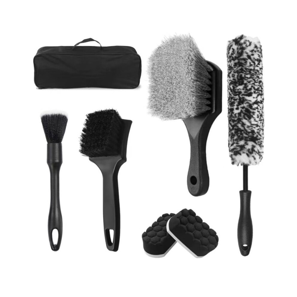 Car Wheel Brush Kit, Tire Brush, Wheel Cleaner Brush, Soft-Bristled Rim Cleaner Brush, Tire Shine Applicator Pad ,7 Pack 6032668573767