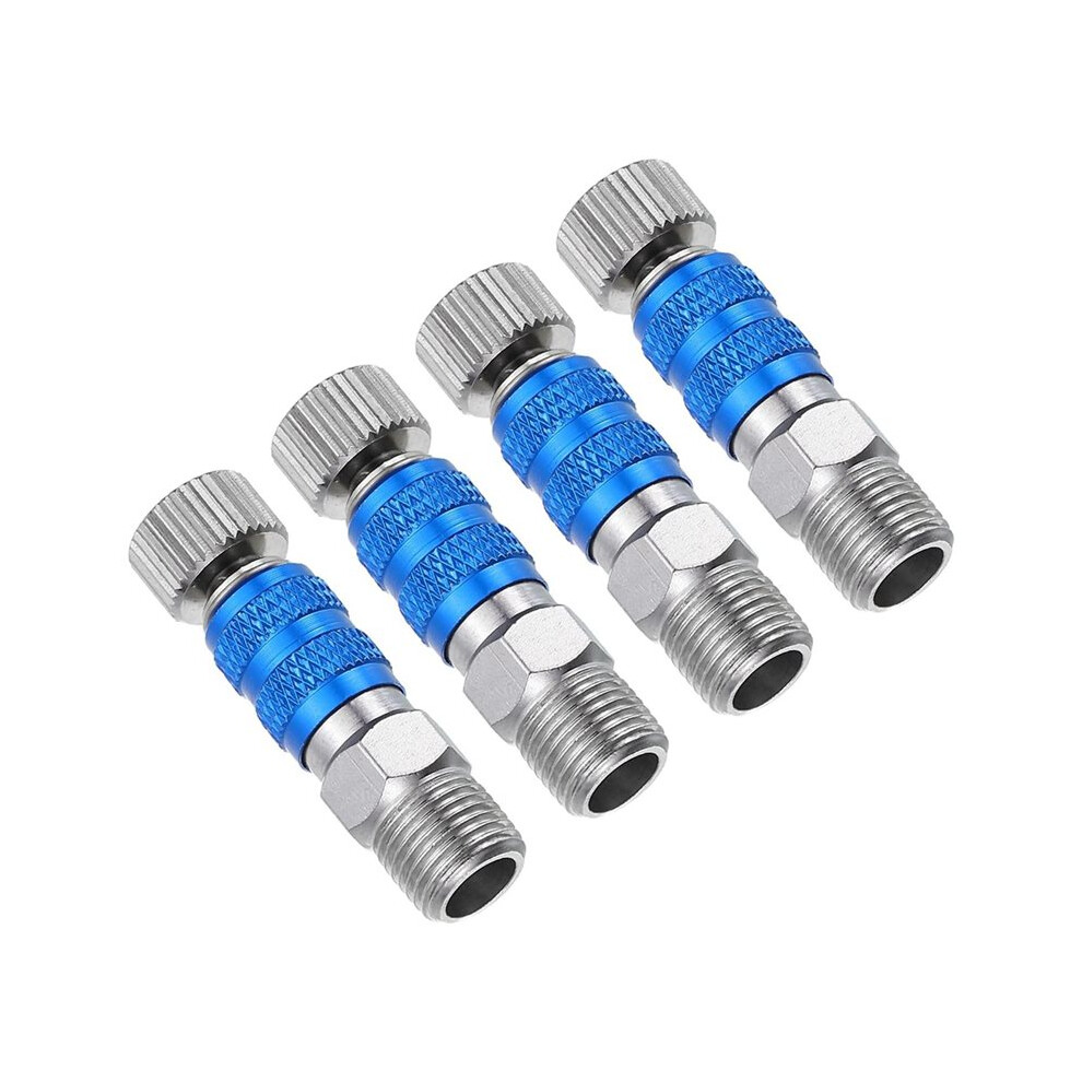 1/8 Air Brush Quick Connect Set, 4Pcs Metal Quick Release Disconnect For Air Brush Hose, Silver 6033121020699